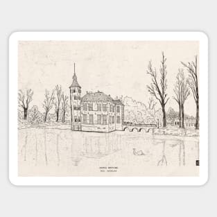 Bouvigne Castle Breda Netherlands Architecture Pen Ink Illustration Magnet